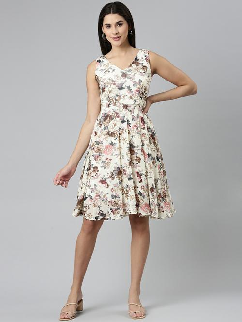 women's fit & flare floral dress - 19947725 - Standard Image - 0