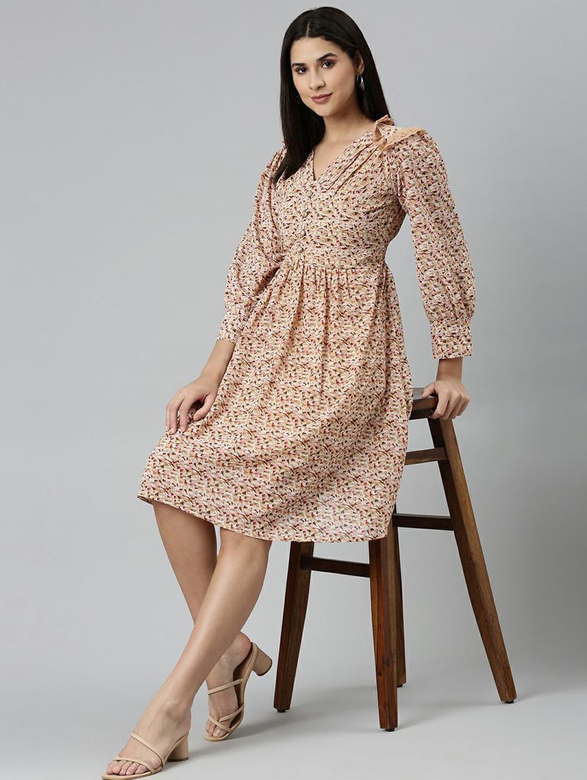 women's fit & flare checks dress - 19947727 - Standard Image - 5