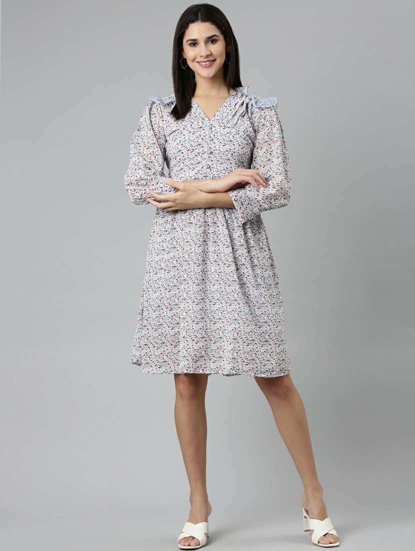 women's fit & flare checks dress - 19947728 - Standard Image - 3