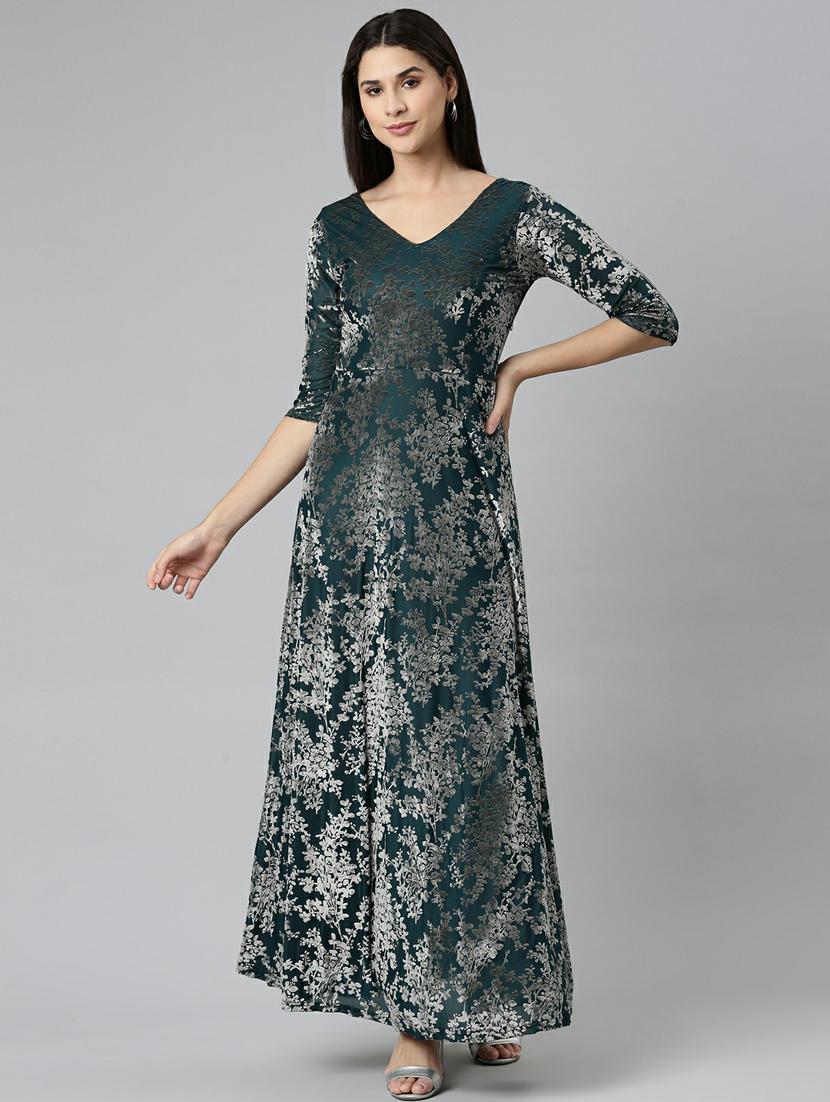 women's fit & flare printed dress