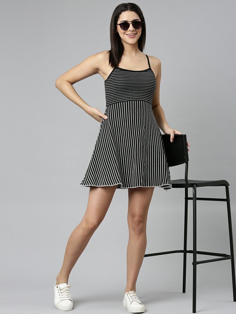 women's fit & flare striped dress - 19947785 - Standard Image - 3
