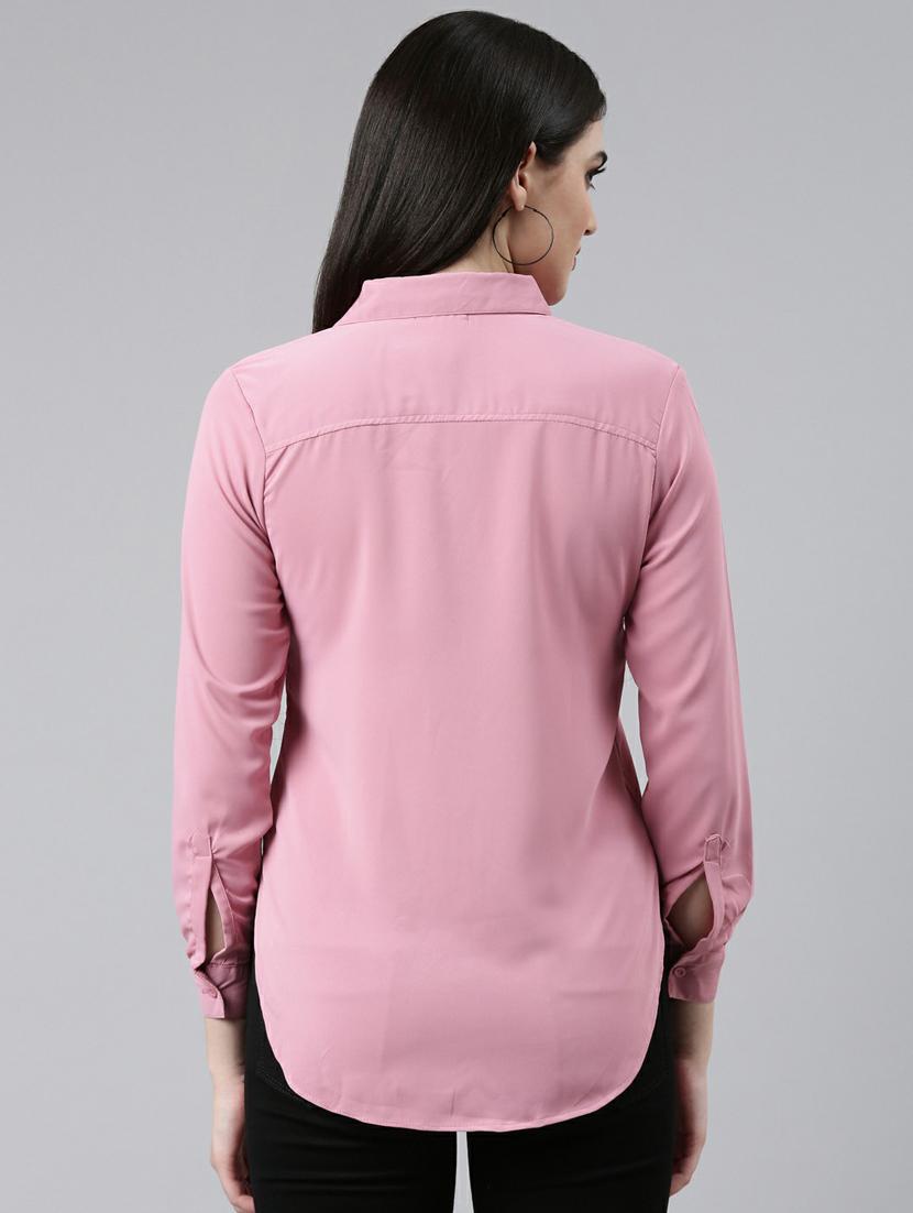 pink solid long sleeves regular shirt - 19947867 - Standard Image - 3