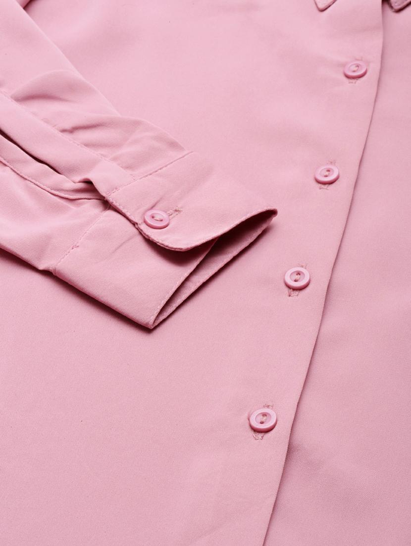 pink solid long sleeves regular shirt - 19947867 - Standard Image - 8