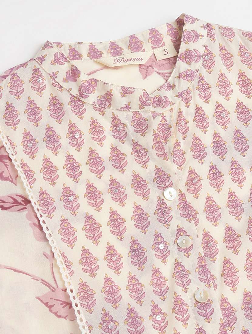 white floral printed kurta pant set - 19948041 -  Standard Image - 5