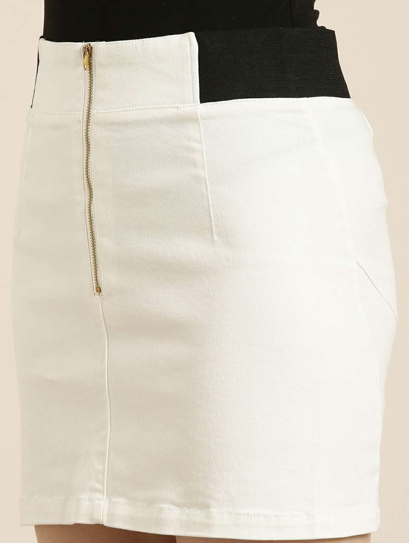 white solid denim pencil skirt - 19948268 - Standard Image - 5