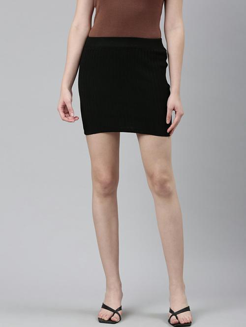 black solid bodycon skirt - 19948269 - Standard Image - 0
