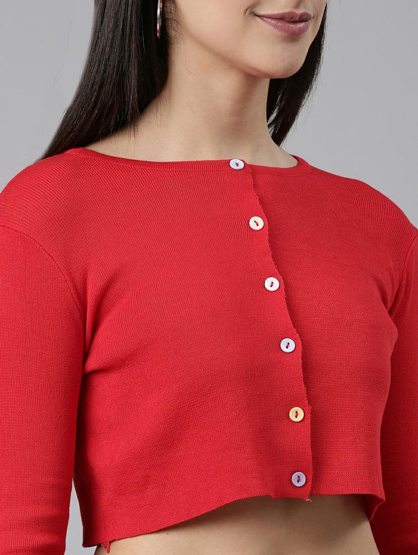 red solid cardigan - 19948279 - Standard Image - 5