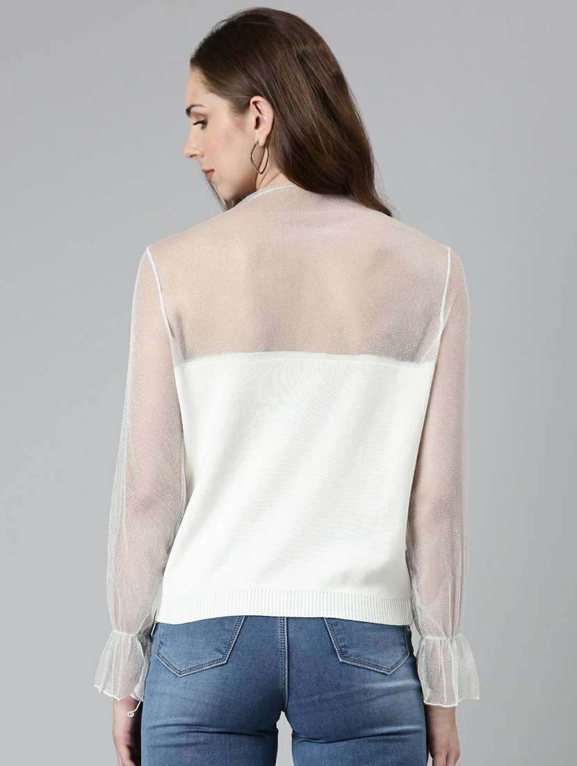 women's straight round neck top - 19948332 - Standard Image - 3