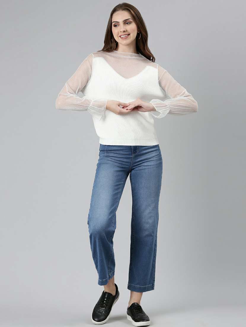 women's straight round neck top - 19948332 - Standard Image - 5