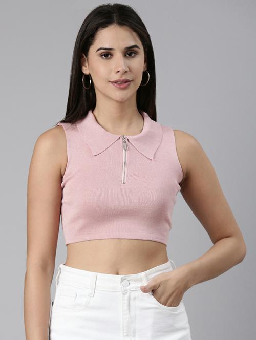 women's crop collared top - 19948397 - Standard Image - 0