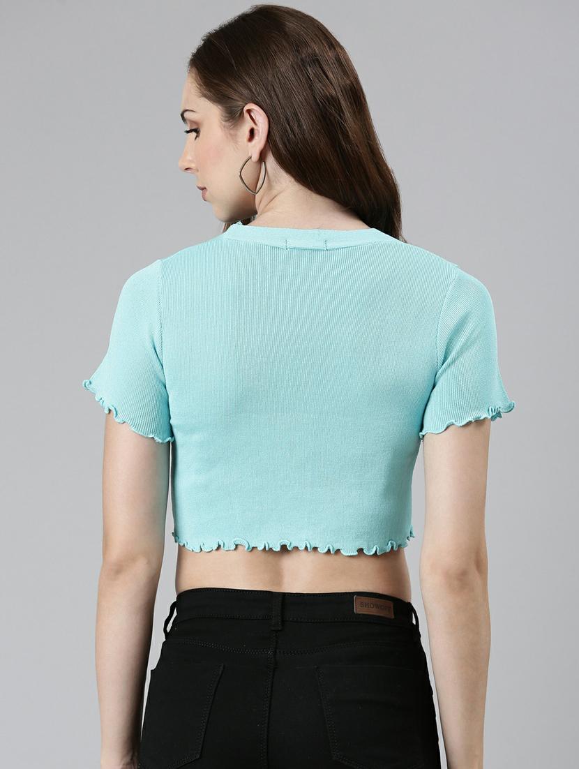 women's crop v neck top - 19948445 - Standard Image - 3