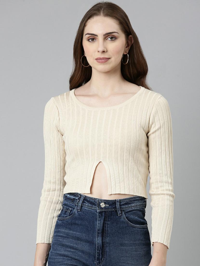 women's crop round neck top - 19948446 - Zoom Image - 0