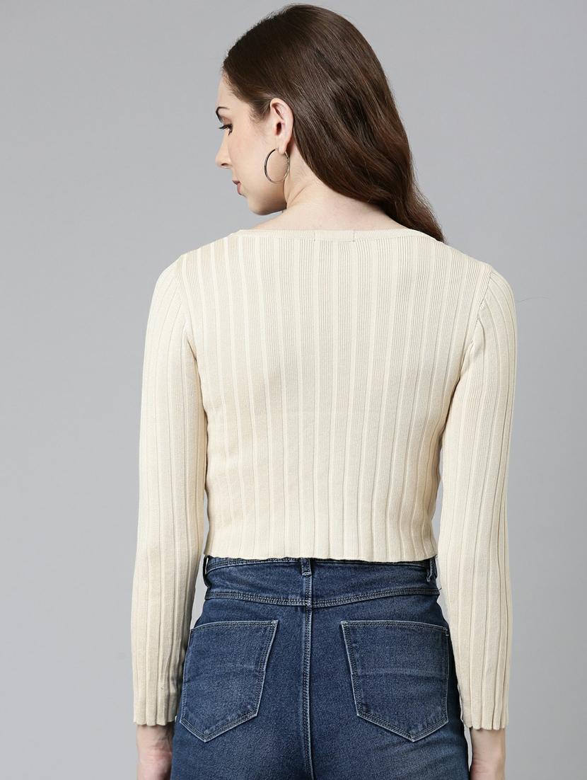 women's crop round neck top - 19948446 - Standard Image - 3