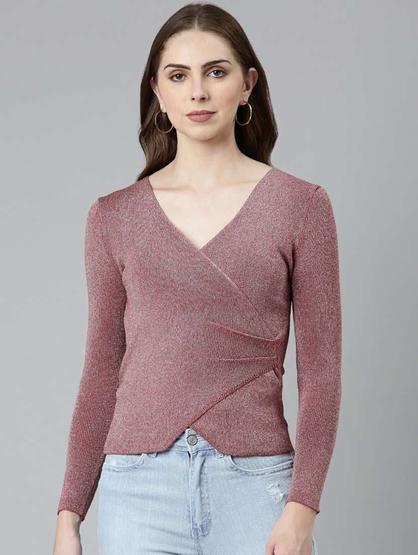 brown acrylic wrap top