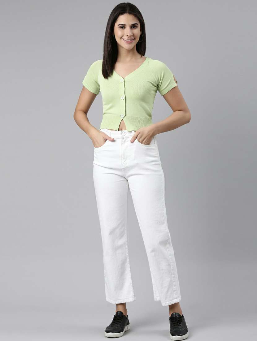 women's crop v neck top - 19948482 - Standard Image - 5