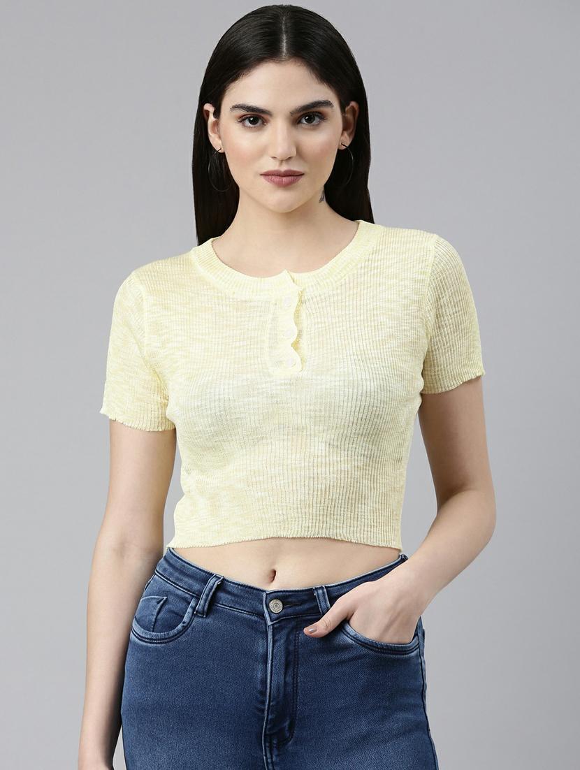 women's crop round neck top - 19948515 -  Zoom Image - 0