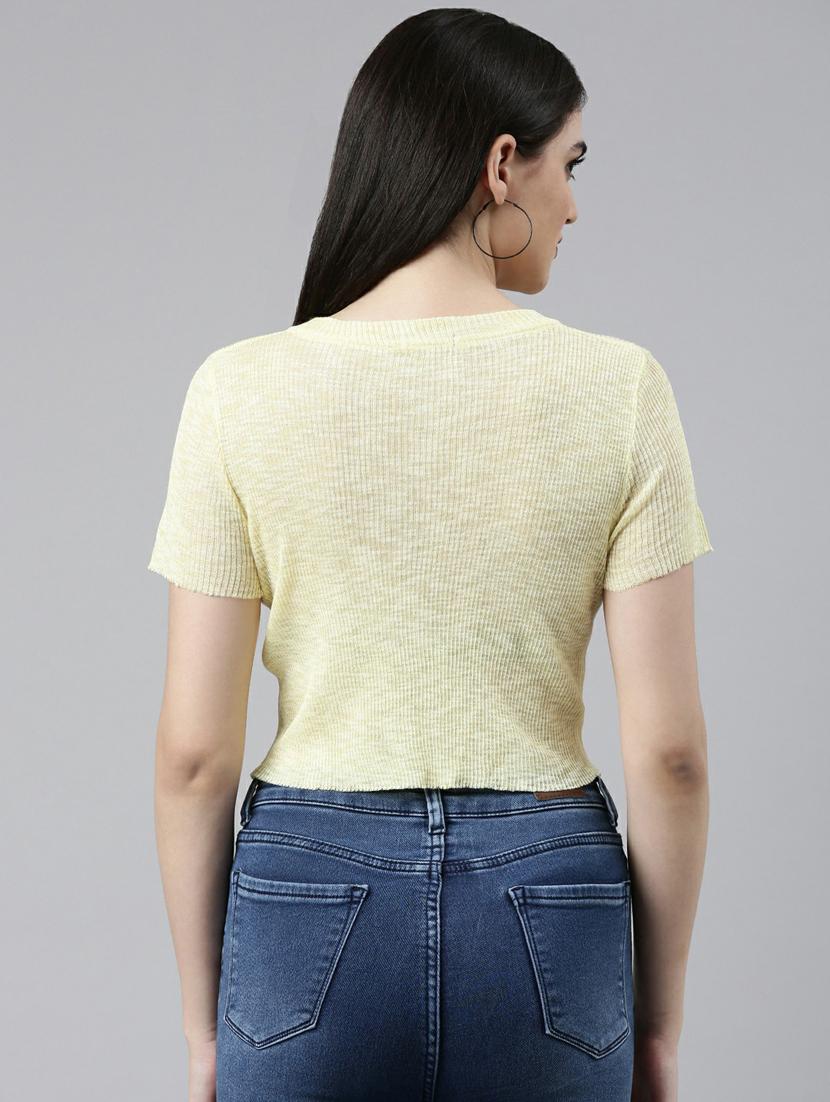women's crop round neck top - 19948515 - Standard Image - 3
