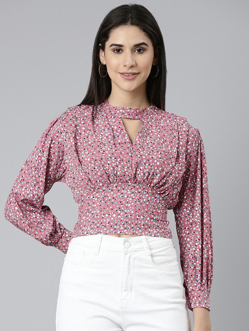 women's crop key hole neck top - 19948575 -  Zoom Image - 0