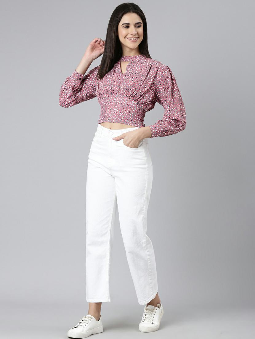 women's crop key hole neck top - 19948575 - Standard Image - 5