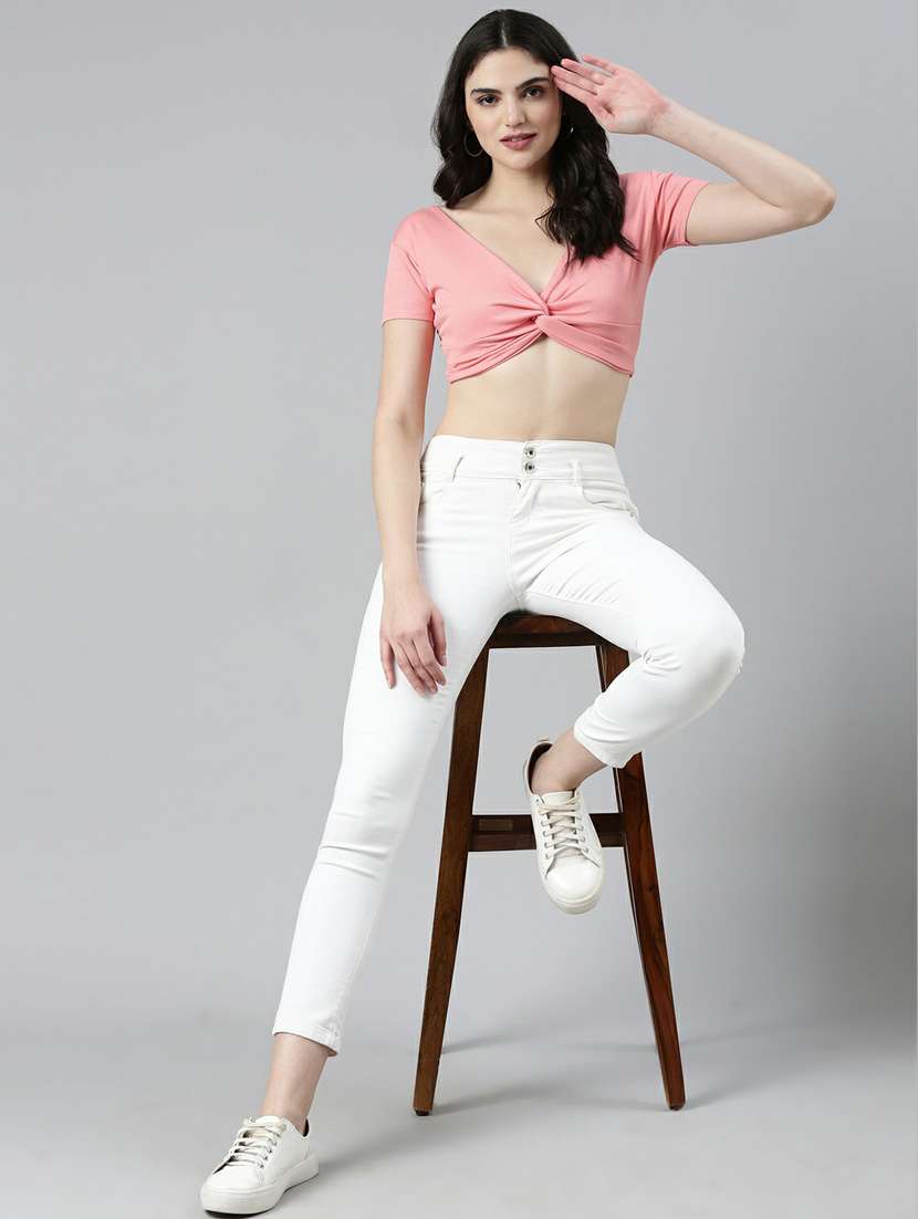 women's crop v neck top - 19948585 -  Standard Image - 5