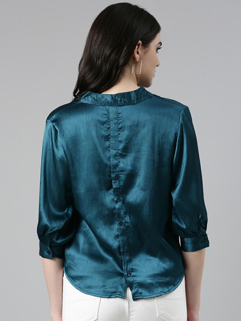 blue satin regular top - 19948588 - Standard Image - 3