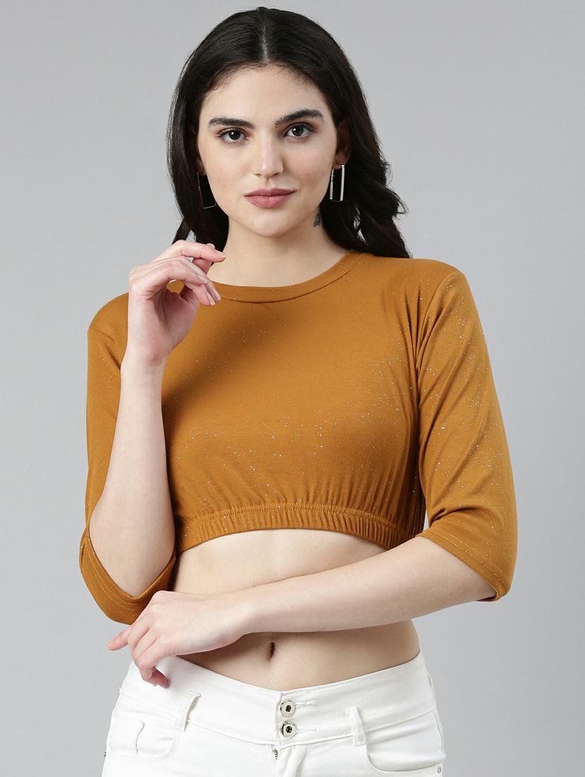 women's crop round neck top - 19948600 - Zoom Image - 0