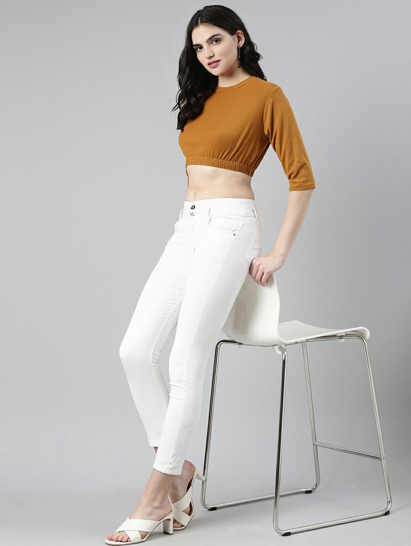 women's crop round neck top - 19948600 - Standard Image - 5