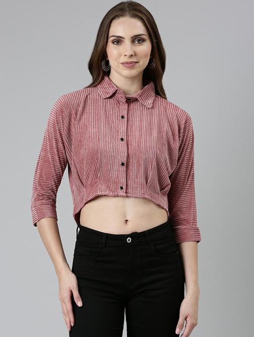 women's crop collared top - 19948602 - Standard Image - 0