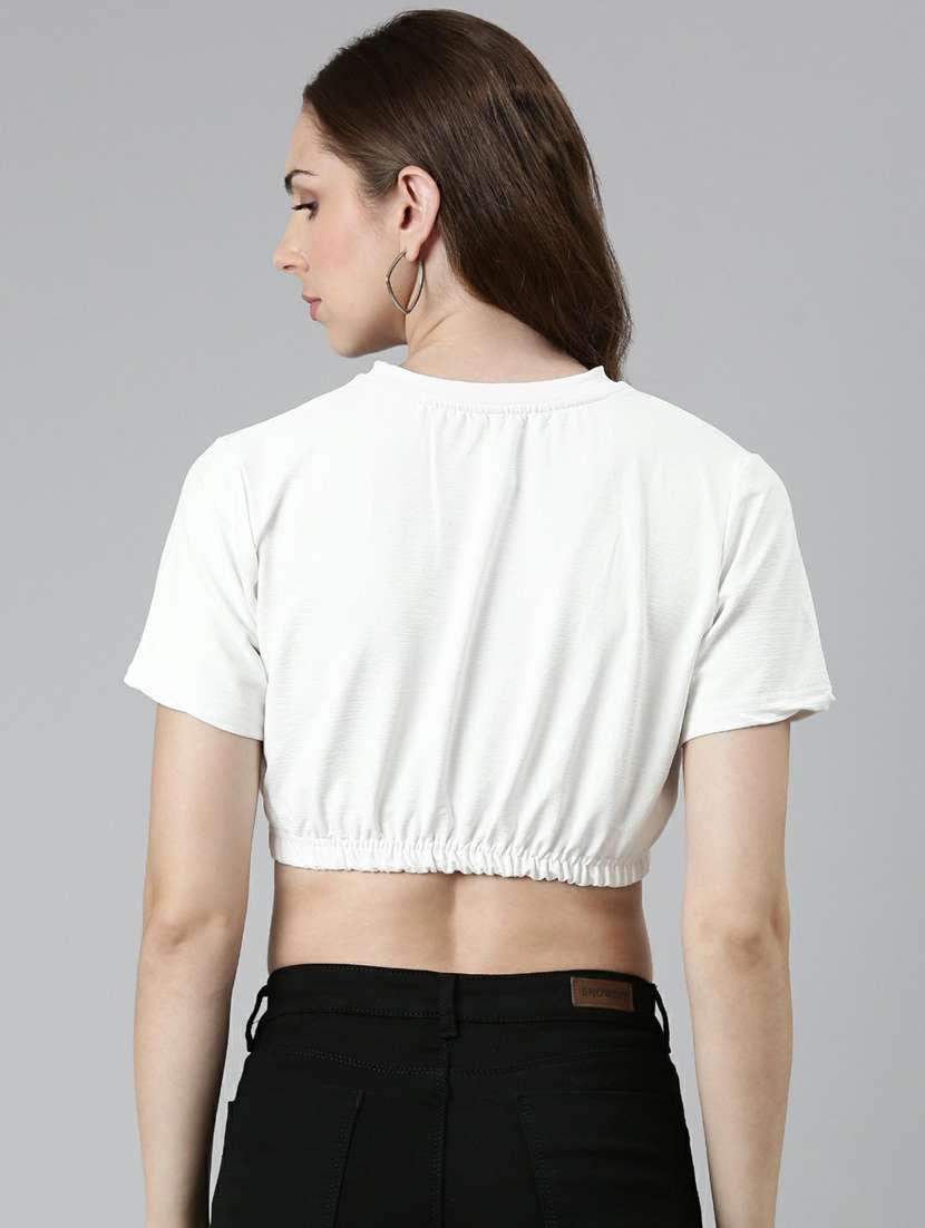 women's crop round neck top - 19948605 -  Standard Image - 3