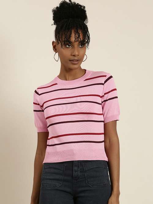 women's straight round neck top - 19948624 - Standard Image - 0