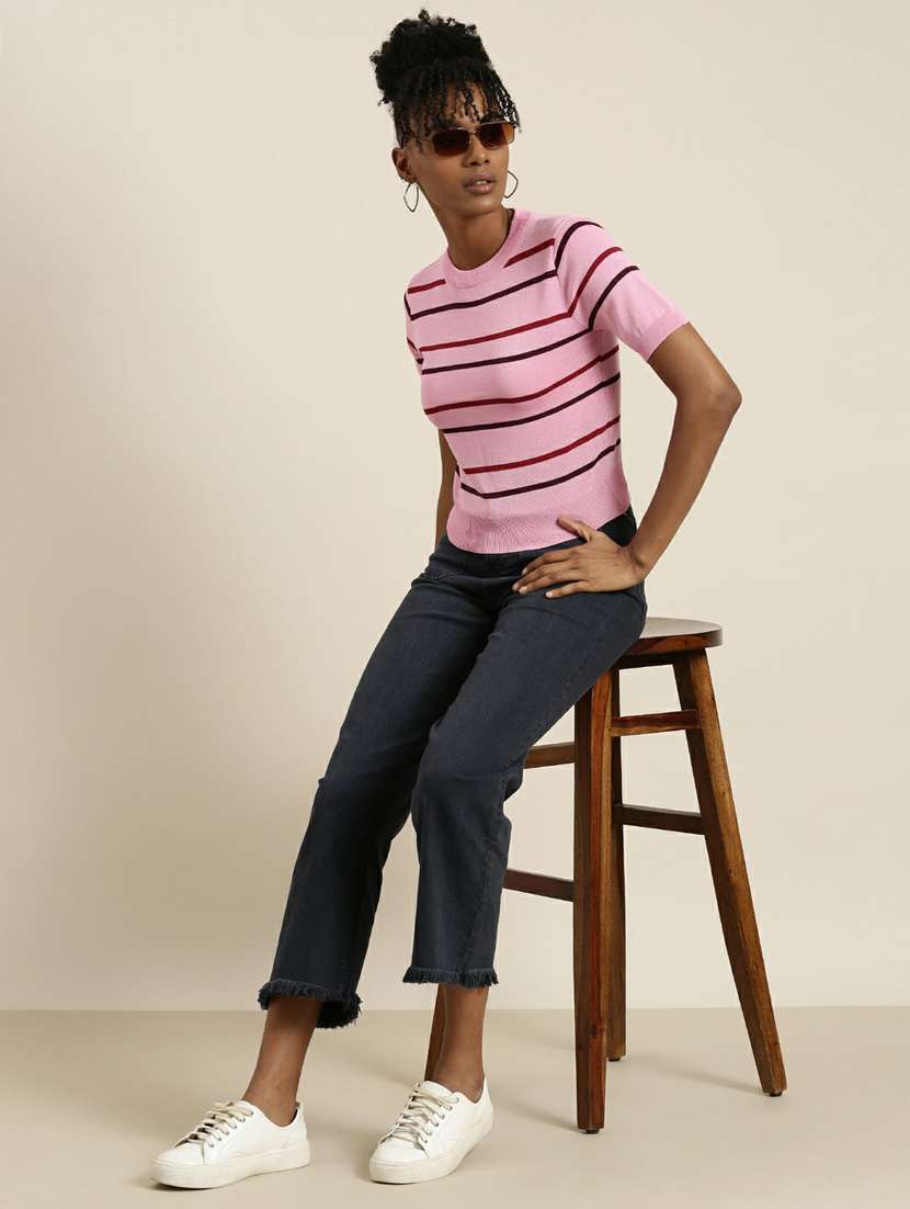 women's straight round neck top - 19948624 - Standard Image - 3