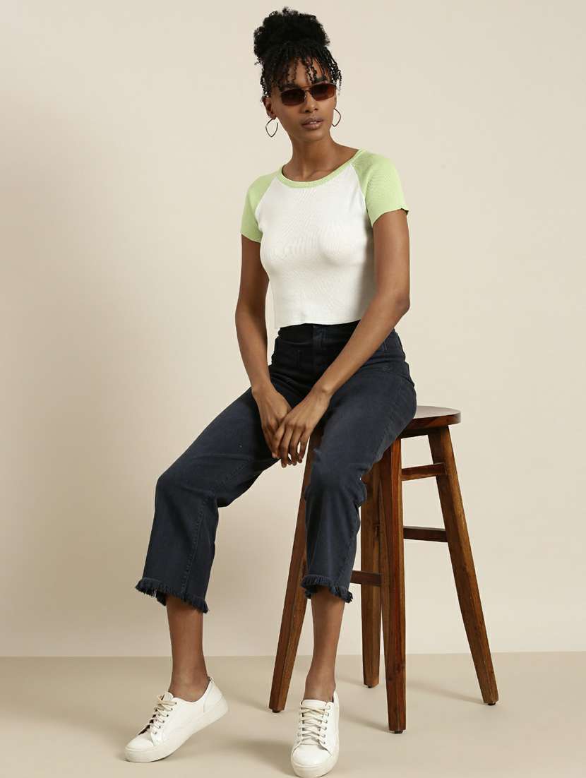 women's crop round neck top - 19948630 -  Standard Image - 3