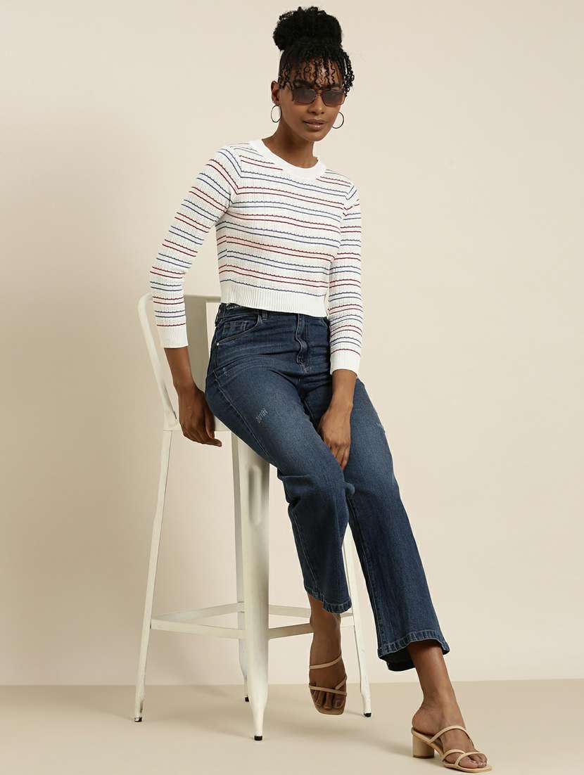 women's crop round neck top - 19948633 -  Standard Image - 3
