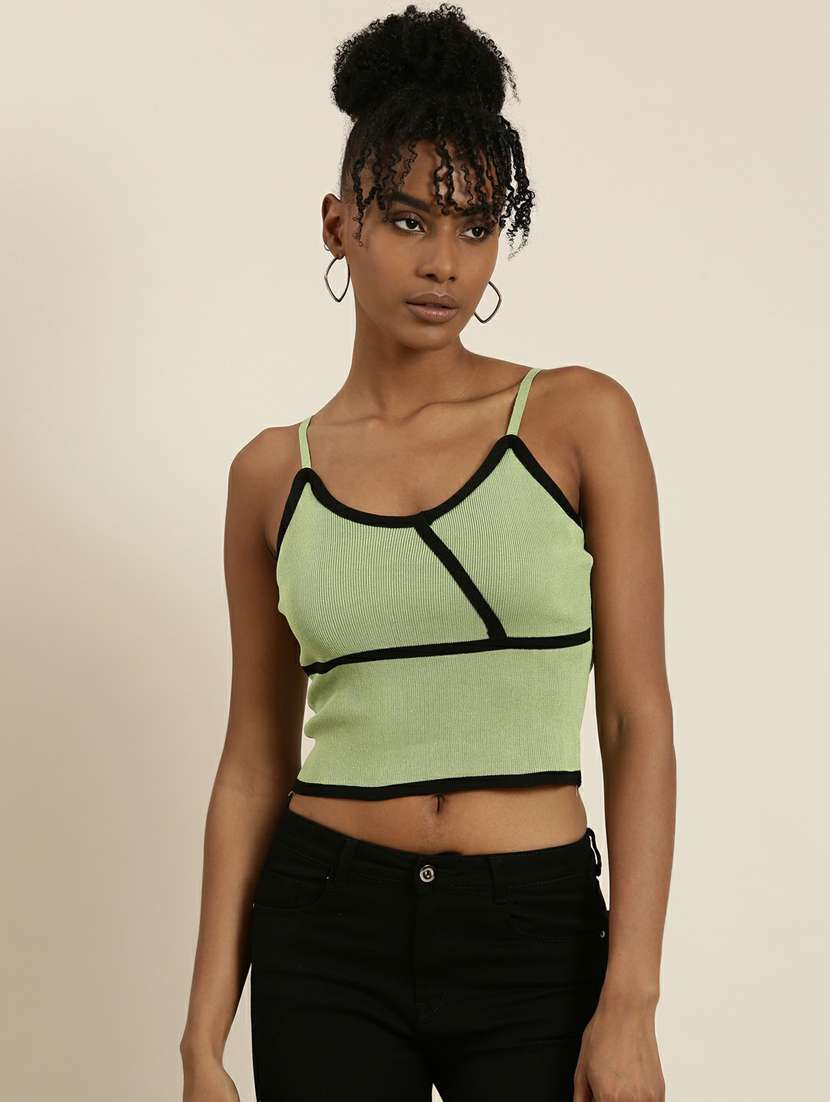 green acrylic camisole top