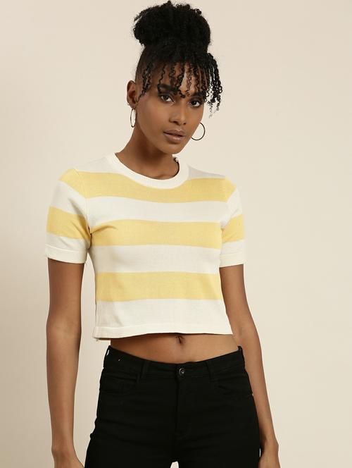women's crop round neck top - 19948656 - Standard Image - 0