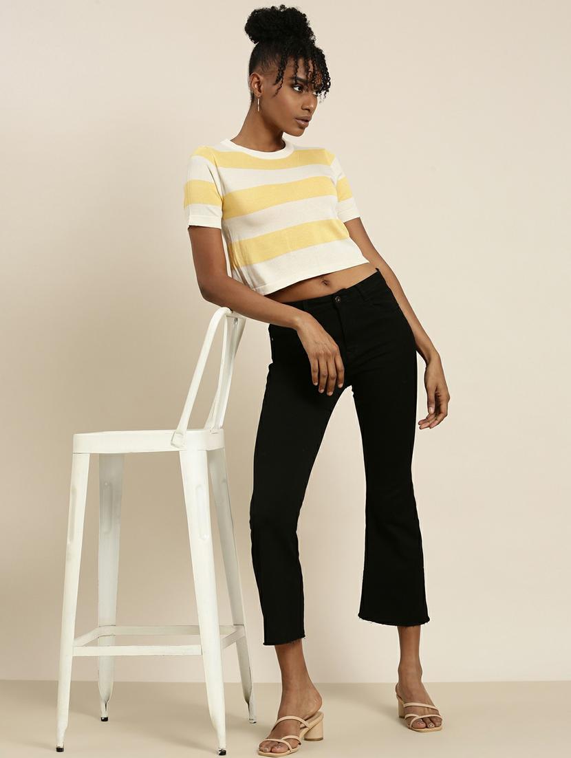 women's crop round neck top - 19948656 - Standard Image - 3