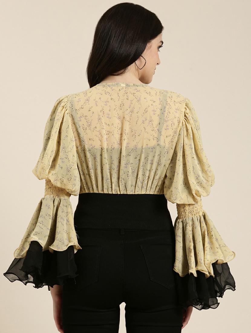women's blouson v neck top - 19948686 - Standard Image - 3