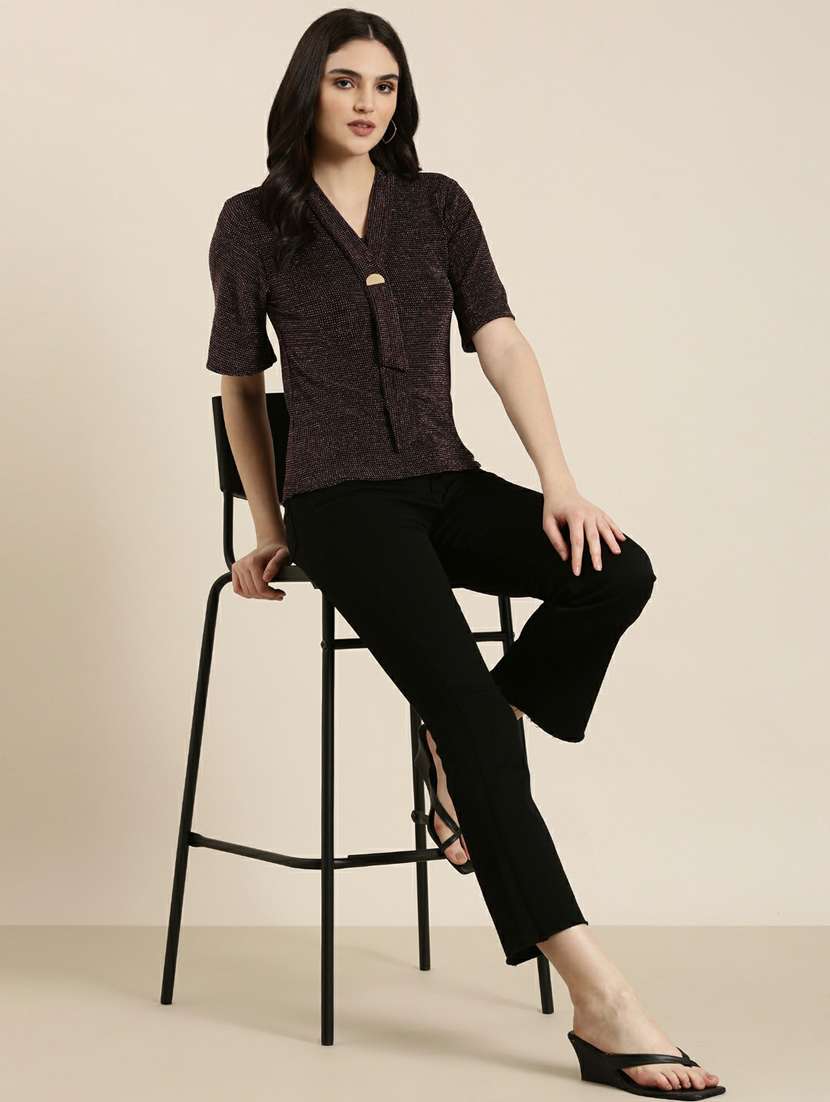 brown solid regular top - 19948702 -  Standard Image - 3