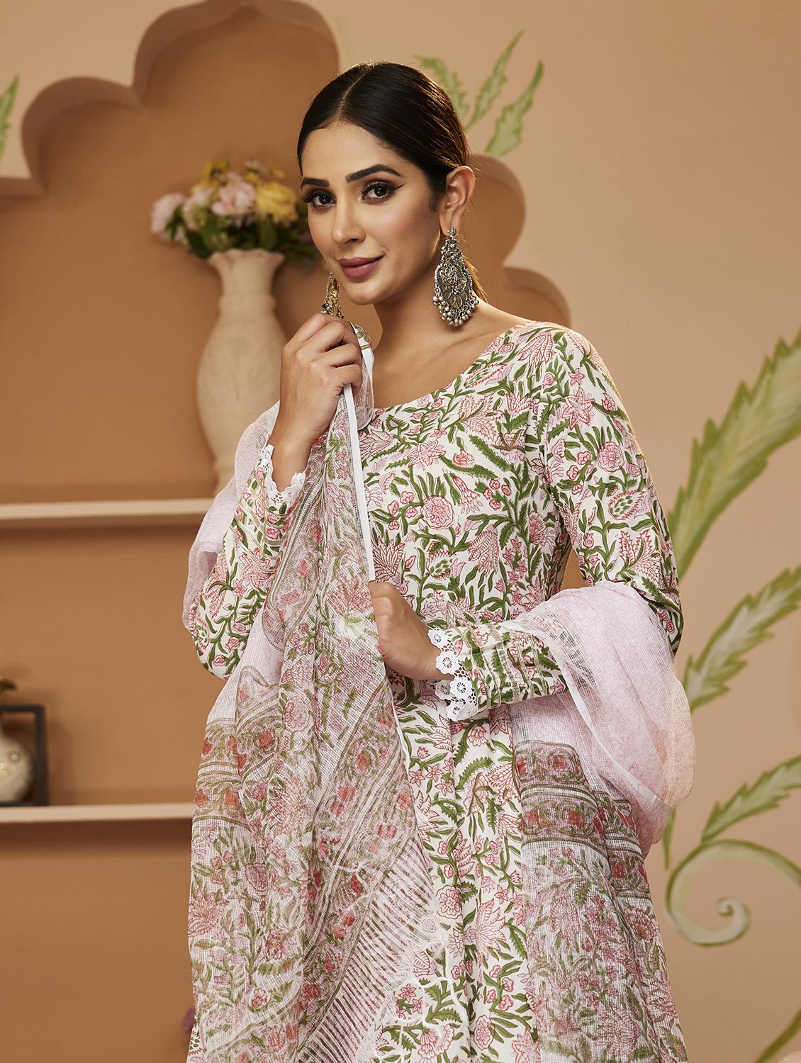 white floral printed kurta pant with dupatta set - 19948727 - Standard Image - 3