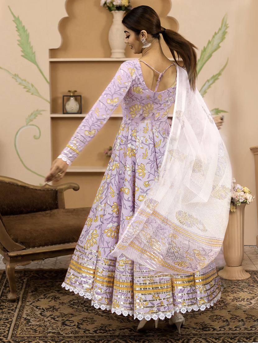 purple floral printed kurta pant with dupatta set - 19948728 - Standard Image - 3
