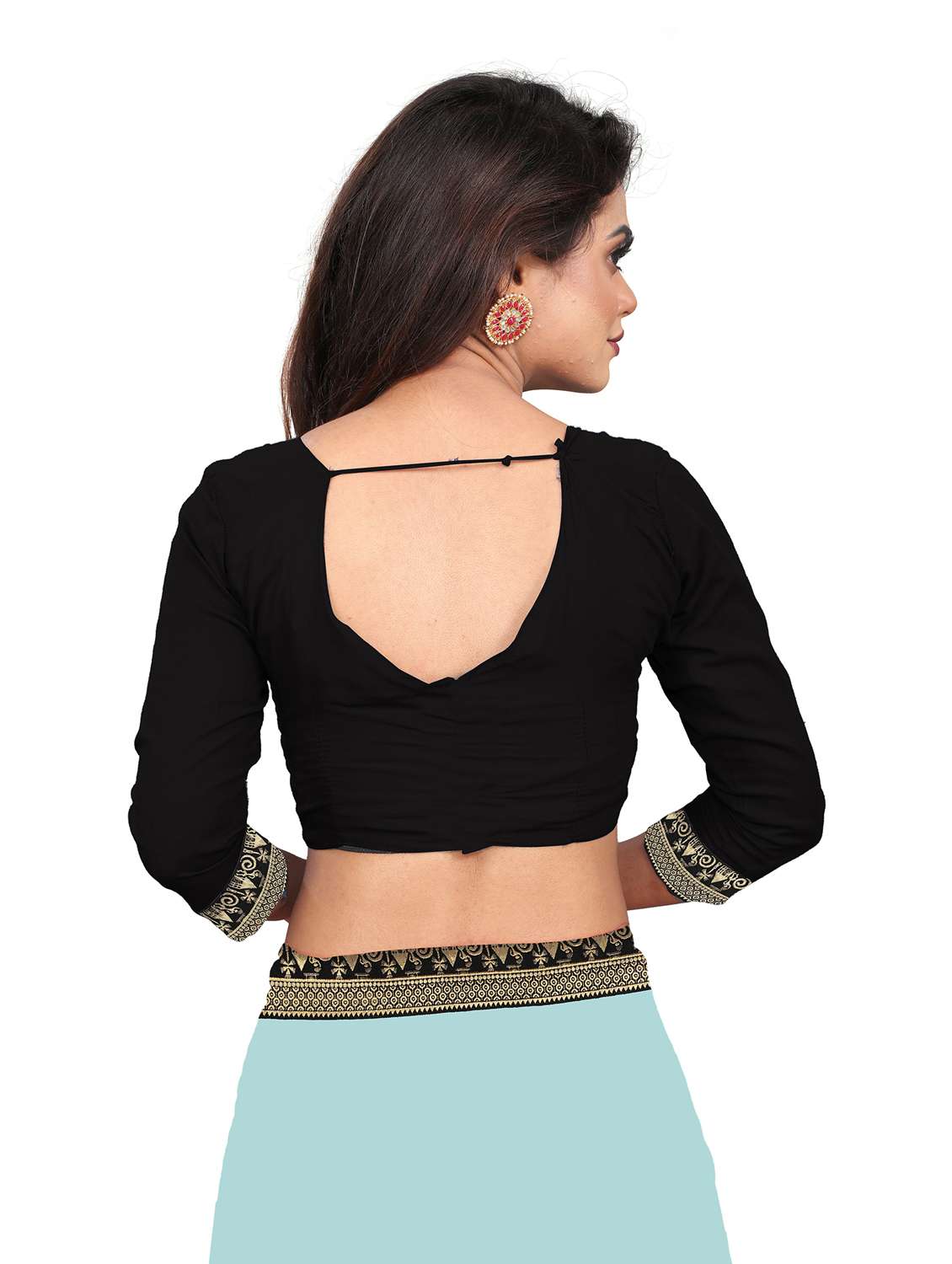 women's bordered royal blue colored saree with blouse - 19949997 -  Standard Image - 3