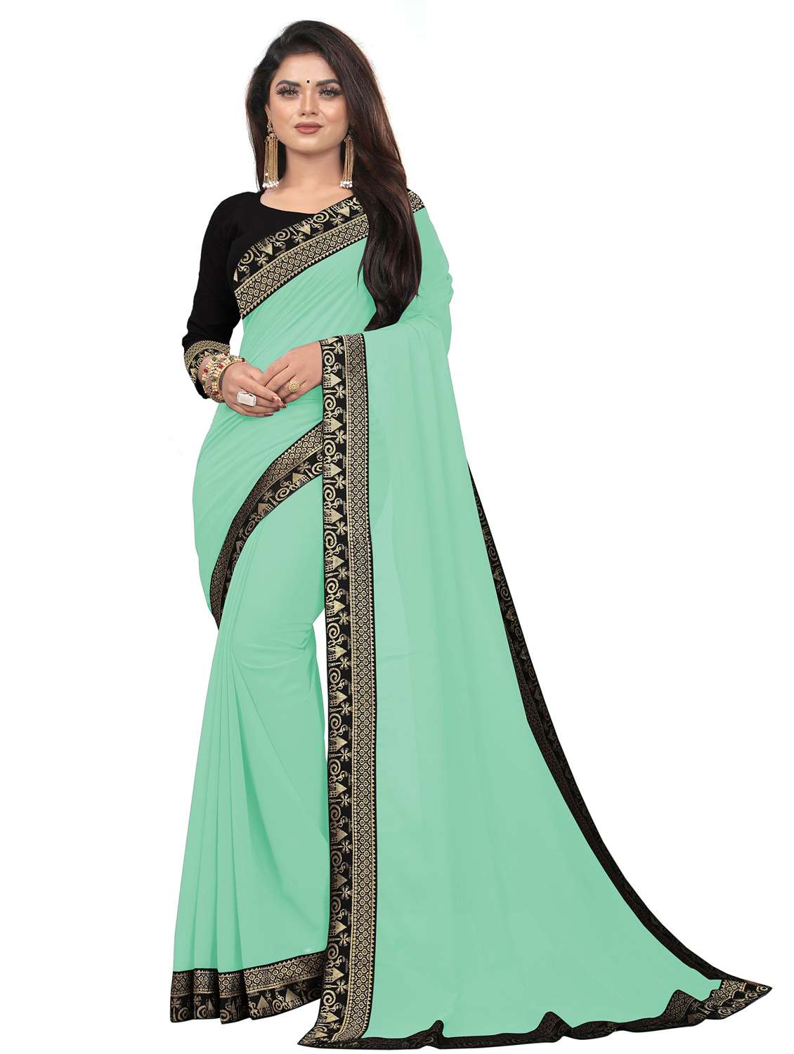 women's bordered light green colored saree - 19950469 - Zoom Image - 0