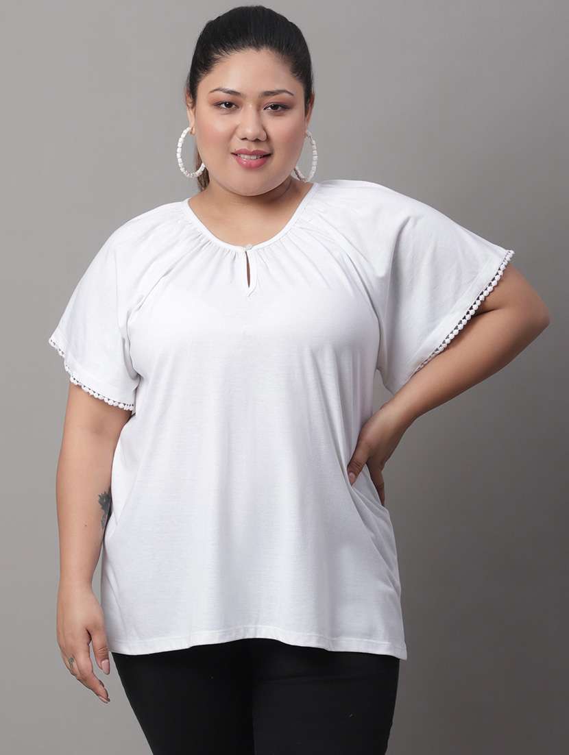 women's straight key hole neck top