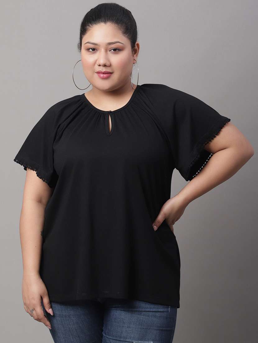 women's straight round neck top