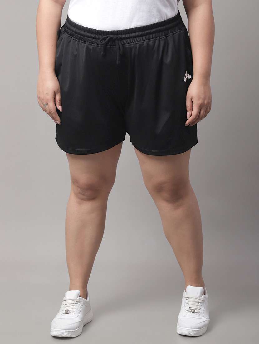 drawstring waist solid sports shorts