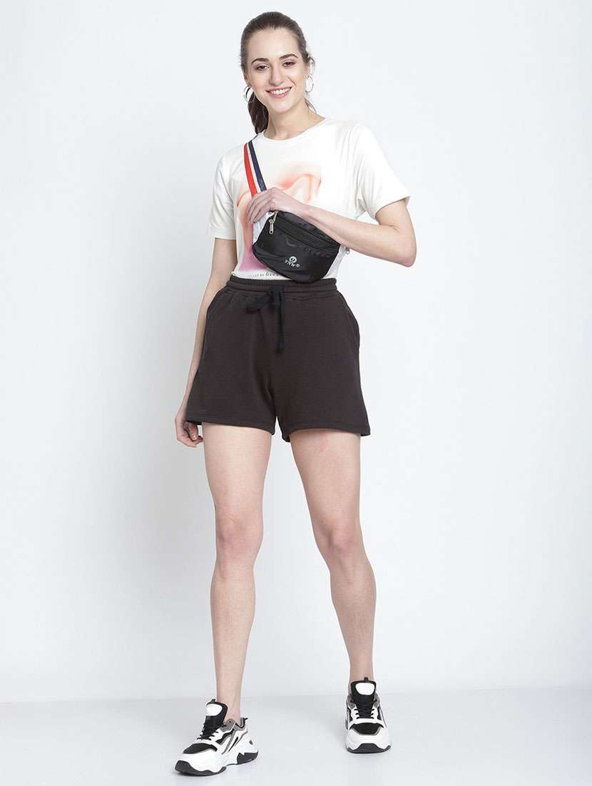 drawstring waist solid regular shorts - 19950655 -  Standard Image - 5