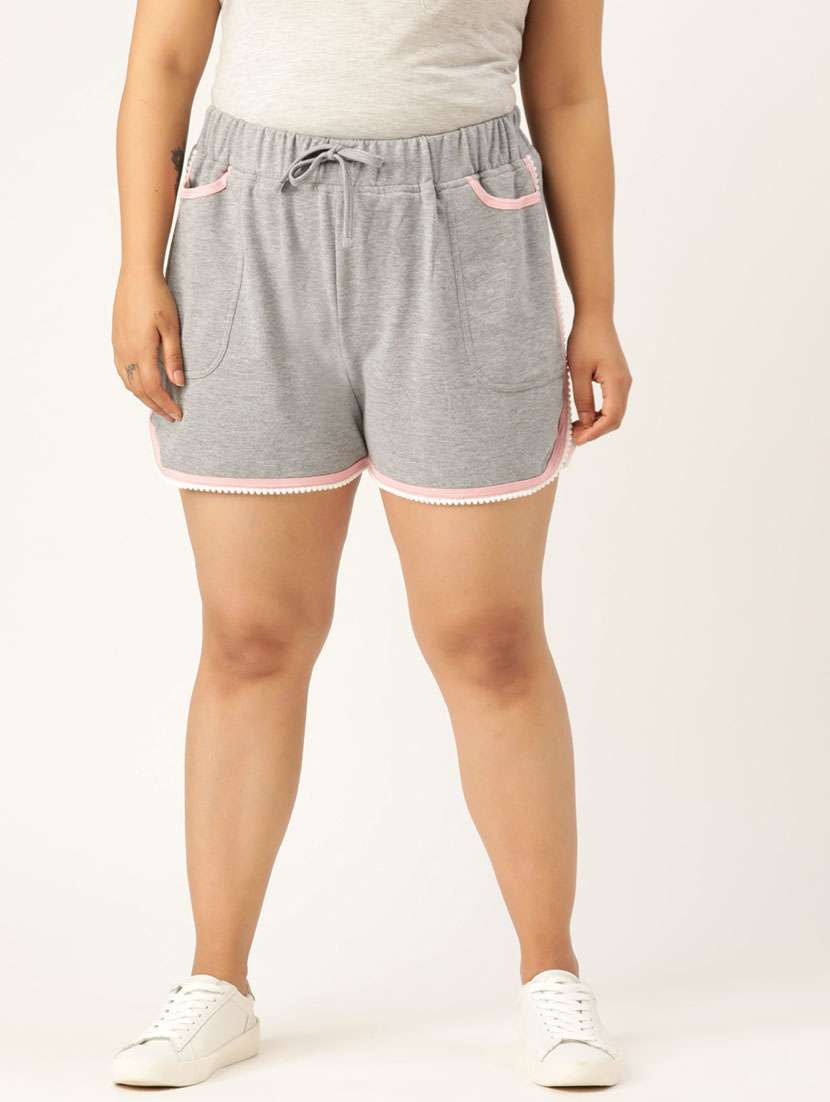 mid rise solid regular shorts
