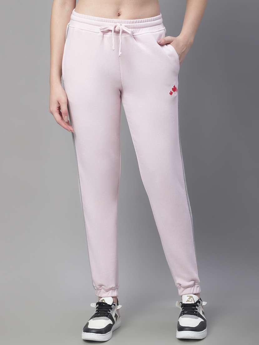 pink cotton blend track pants