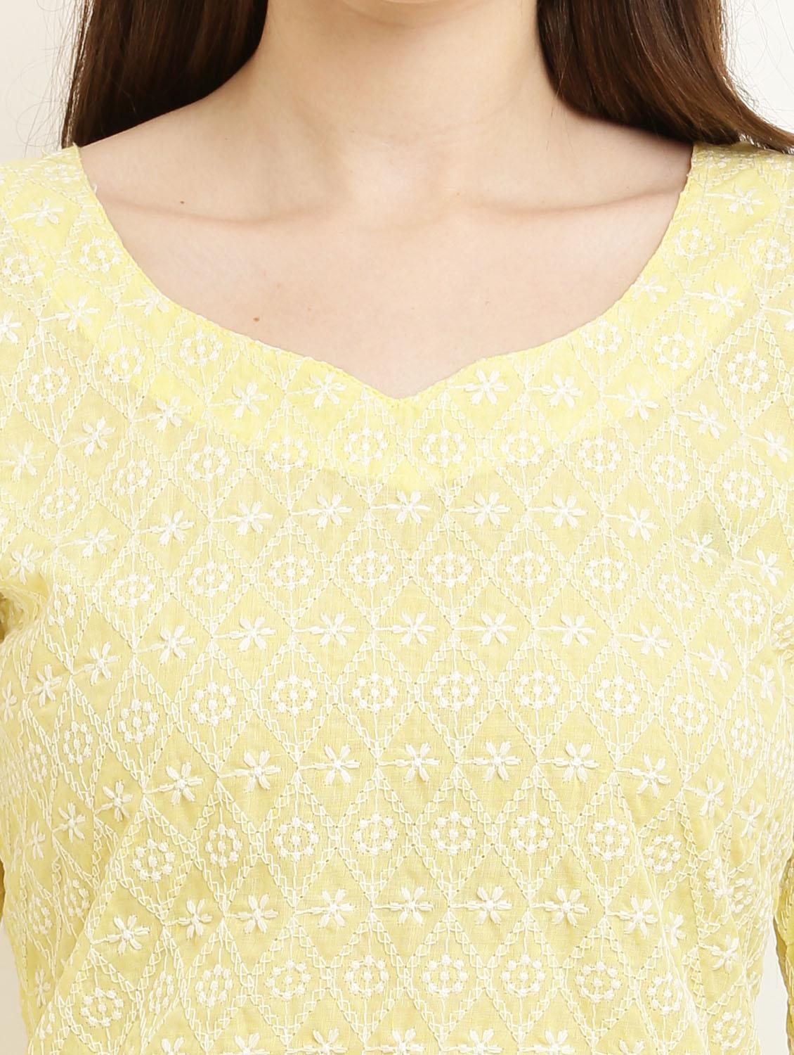 women yellow chikankari kurta palazzo set - 19953464 - Standard Image - 5