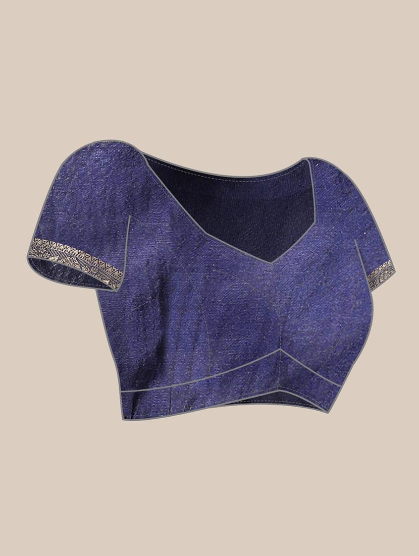blue woven saree with blouse - 19954329 - Standard Image - 3